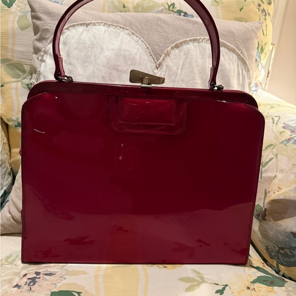 Vintage Red Patent Leather Handbag 10.5 X 13.5 - Picture 14 of 17